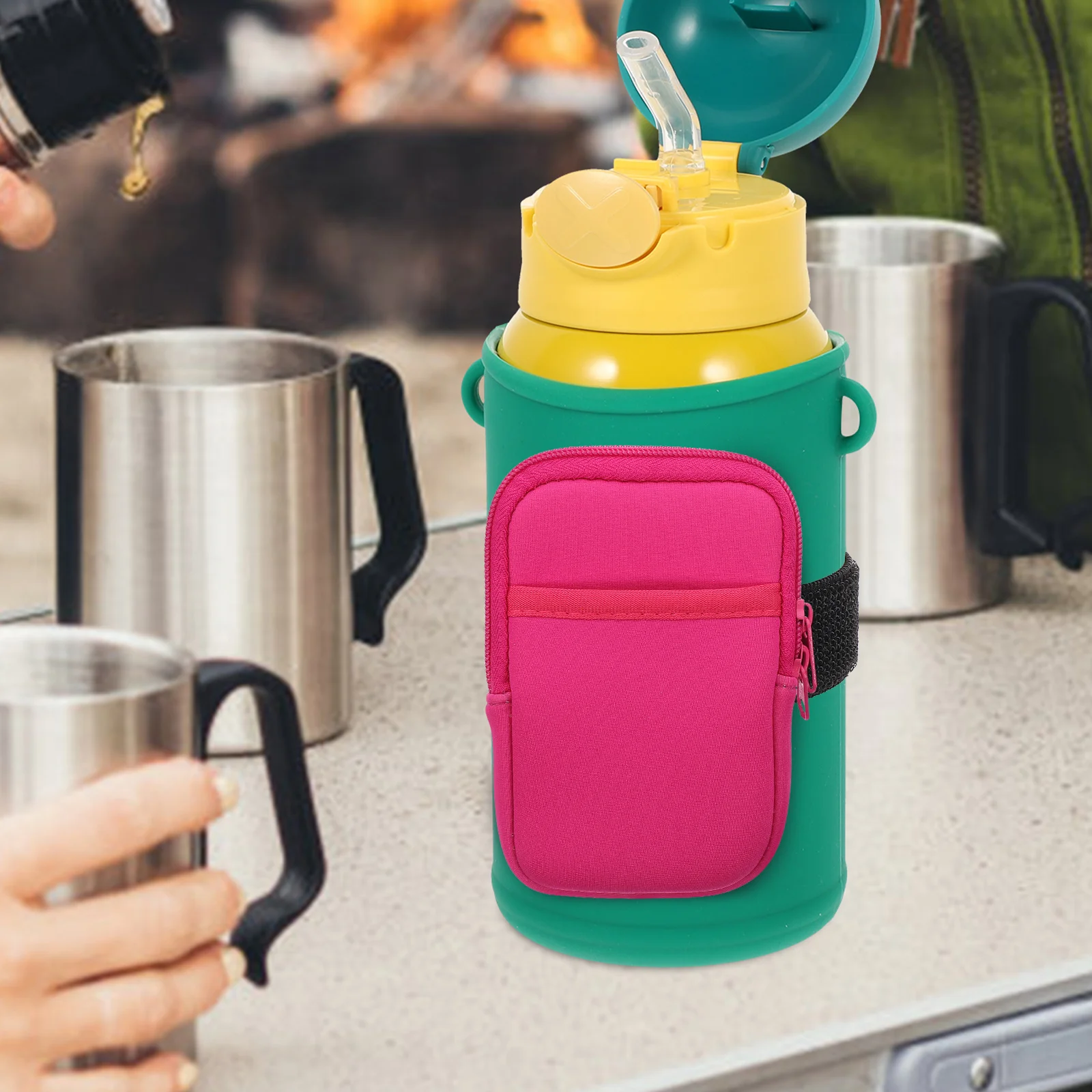 

Anti slip Neoprene Cup Cover Coin Purse Green Tumbler Bag Small Water Bottle Pouch Portable Outdoor Accessories Fitness