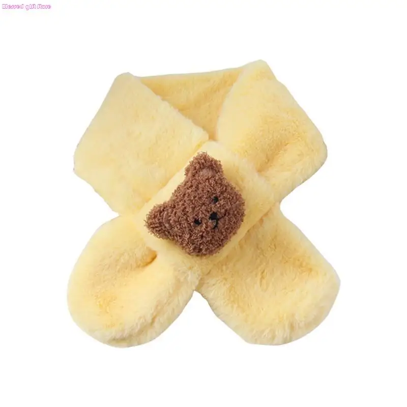 

D0JC теплый детский шарф с рисунком медведя, длинный глушитель, ветрозащитный шейный платок, повседневный утеплитель для шеи для