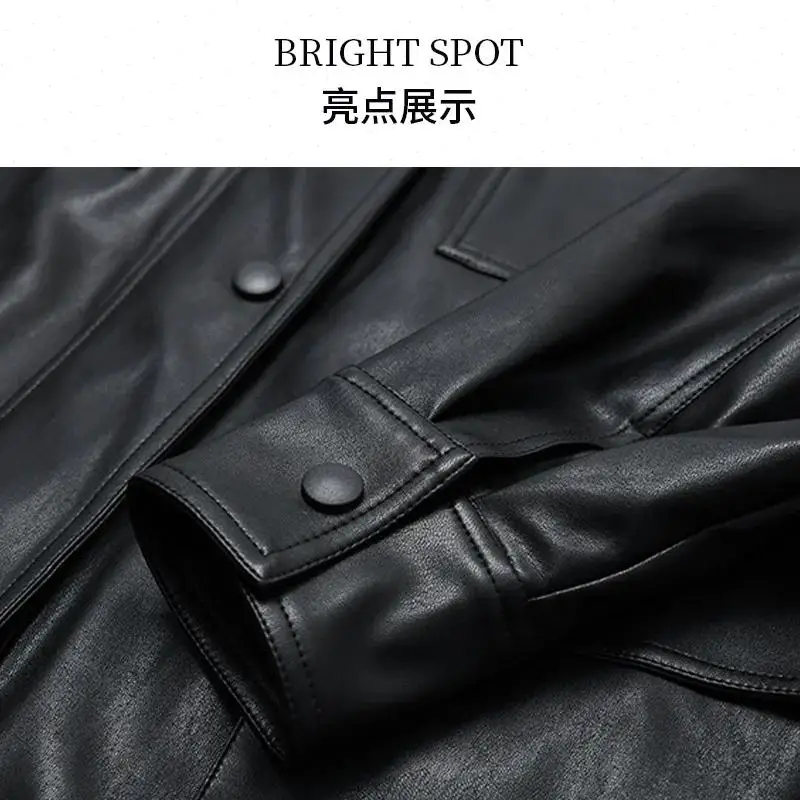 Solid Faux Leather Turn Down Collar Jackets Cardigan Coat Outerwear Long Sleeve Loose Moto Bike Casual PU Leathers Spliced
