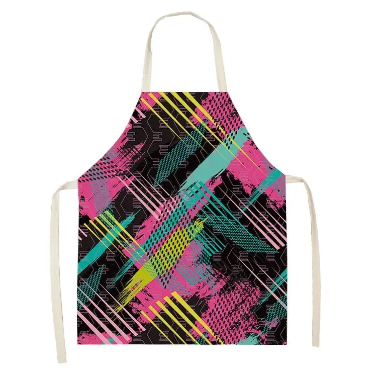 Retro Striped Football Pattern Kitchen Cooking Sleeveless Apron Plaid Print Apron Kids Women Home Cleaning 68x55cm Bib