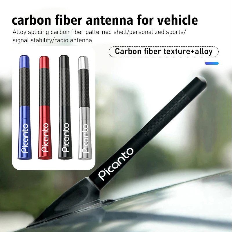 Antena de rádio FM de fibra de carbono para carro, acessórios de recepção para KIA Picanto 2008 2012 2017 2018 2019