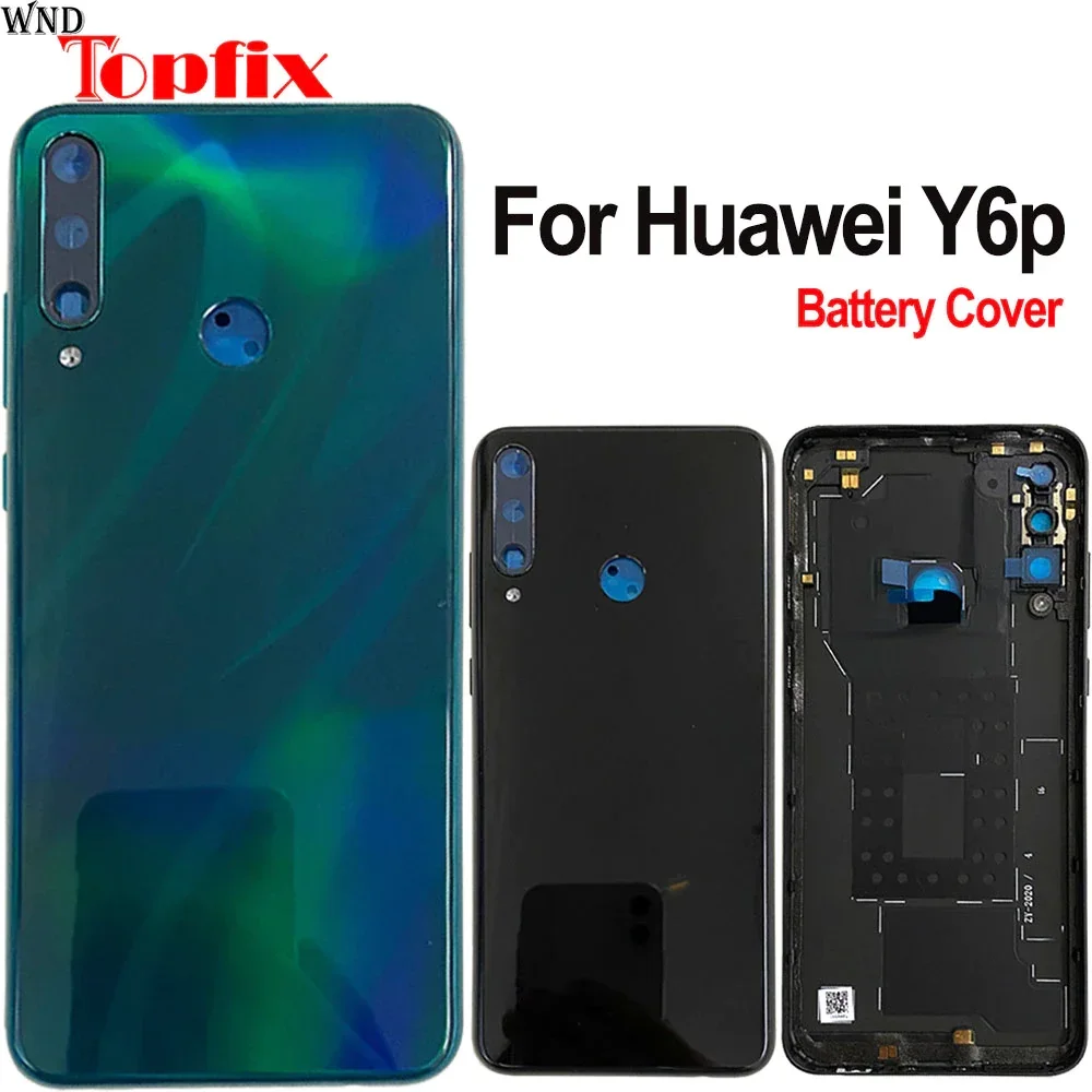 

Новинка для Huawei Y6P 2020 MED-LX9, задняя крышка батарейного отсека с боковой кнопкой объектива камеры для Huawei Y6P, крышка батарейного отсека