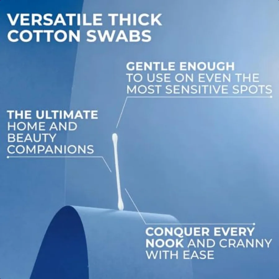 Qtips مسحات قطنية 300 قيراط عبوة فانيتي + إيه جامبو 100 كرة قطنية 100 قيراط