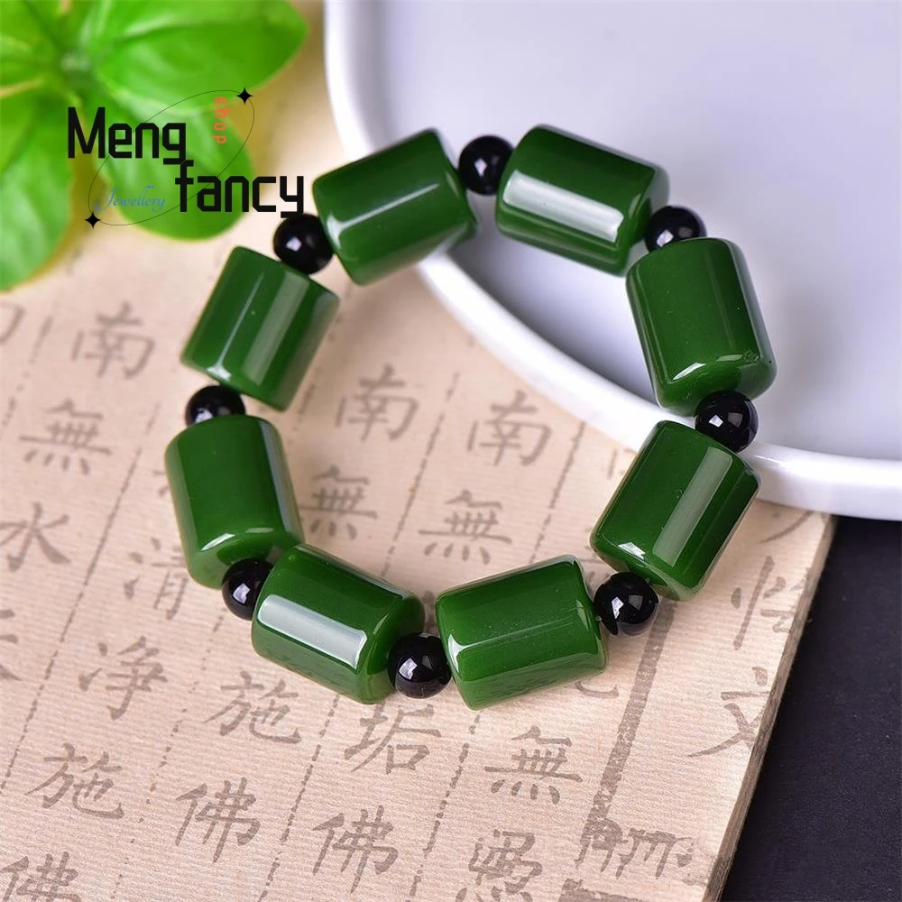 

Natural Hetian White Jade Bucket Bead Bracelet Exquisite High-grade Couple Fashion Jewelry Sexy Young Girls Luxury Holiday Gifts