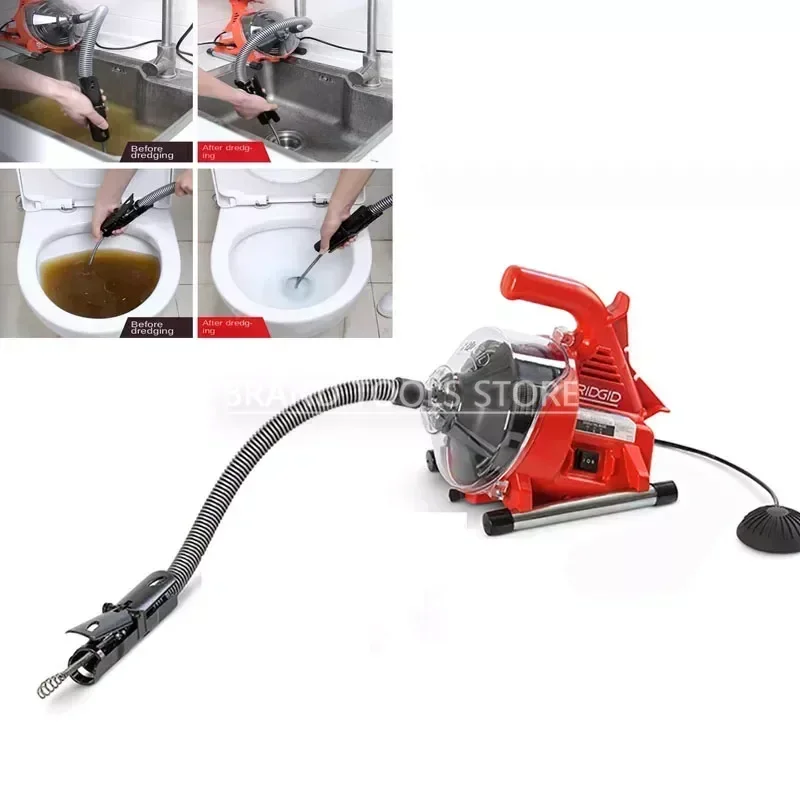 

Dredger Drain Cleaner 120W 220V Autofeed Electric Sewer Pipe Dredging Machine Toilet Kitchen 19-28MM Pipe Cleaning Machine R7