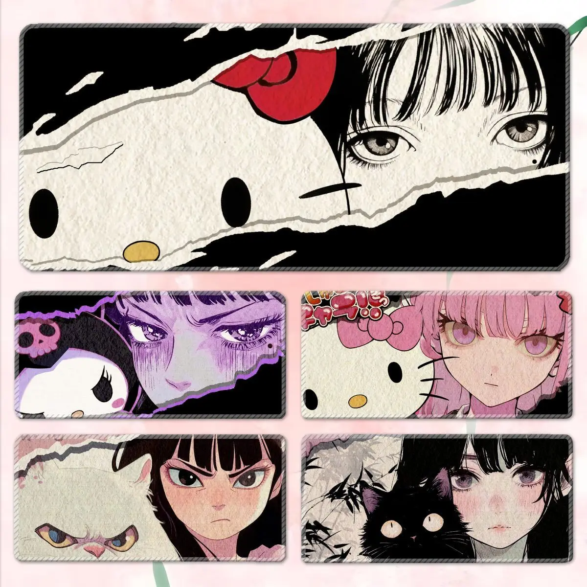 Sanrio Hello Kitty Kuromi Muismat Extra Grote, Hoog Ogende Nationale Mode Zwart Roze Kantoor Toetsenbordpad Laptop Bureaublad