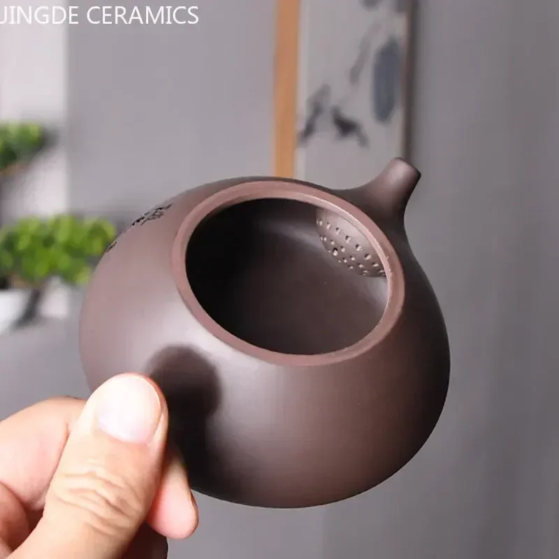 Tradition Yixing Purple Clay Teapots Raw Ore Zhu Mud Stone Scoop Tea Pot Ball Hole Filter Beauty Kettle Chinese Tea Sets 150ml