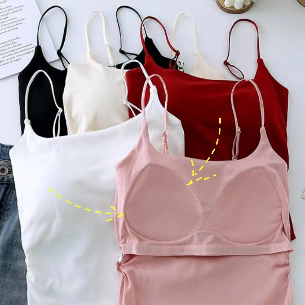 

Summer T-shirts For Women Sleeveless Crop Tops Y2k Vintage Tank Top Slim Sling Vest Black White Bottoming Tank Bra Sexy Camisole