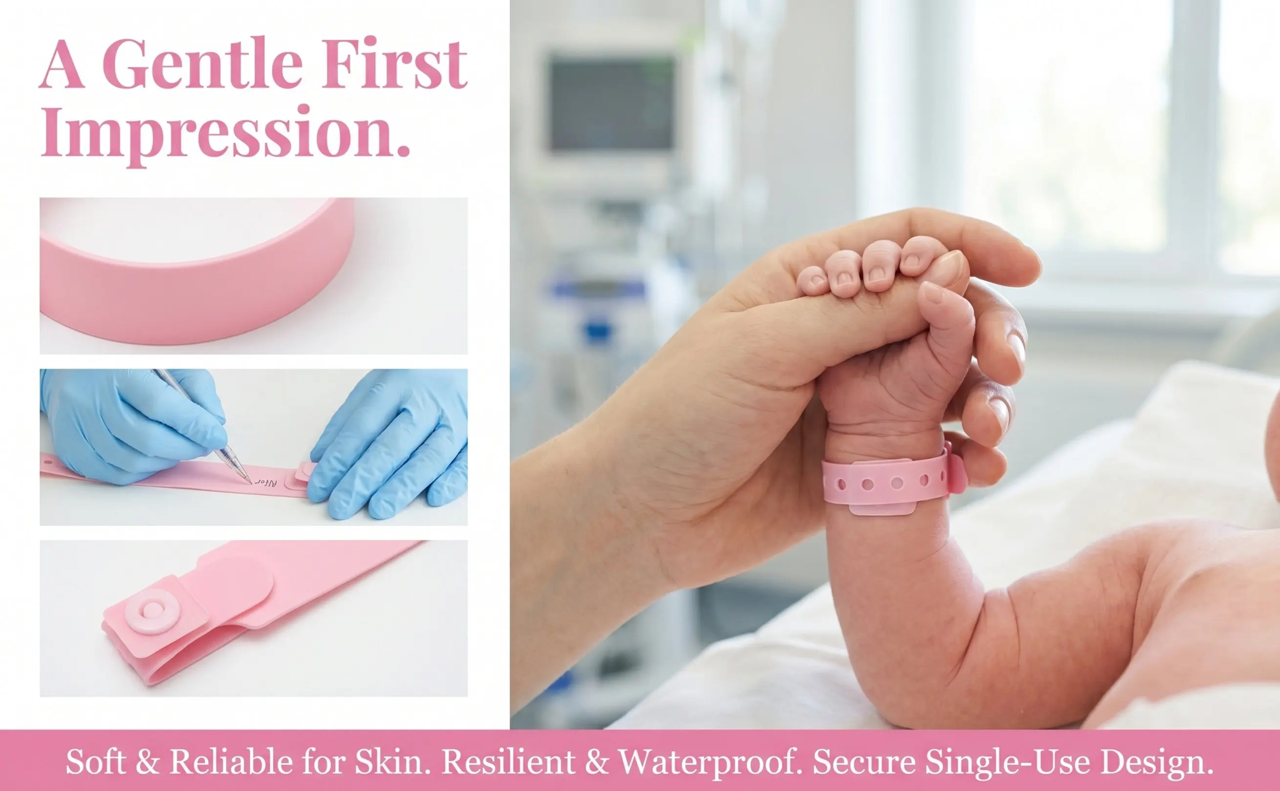100Pcs Hospital PVC Wristbands Disposable Writable Waterproof Identification Bands Patient Wrist Bands Event Use