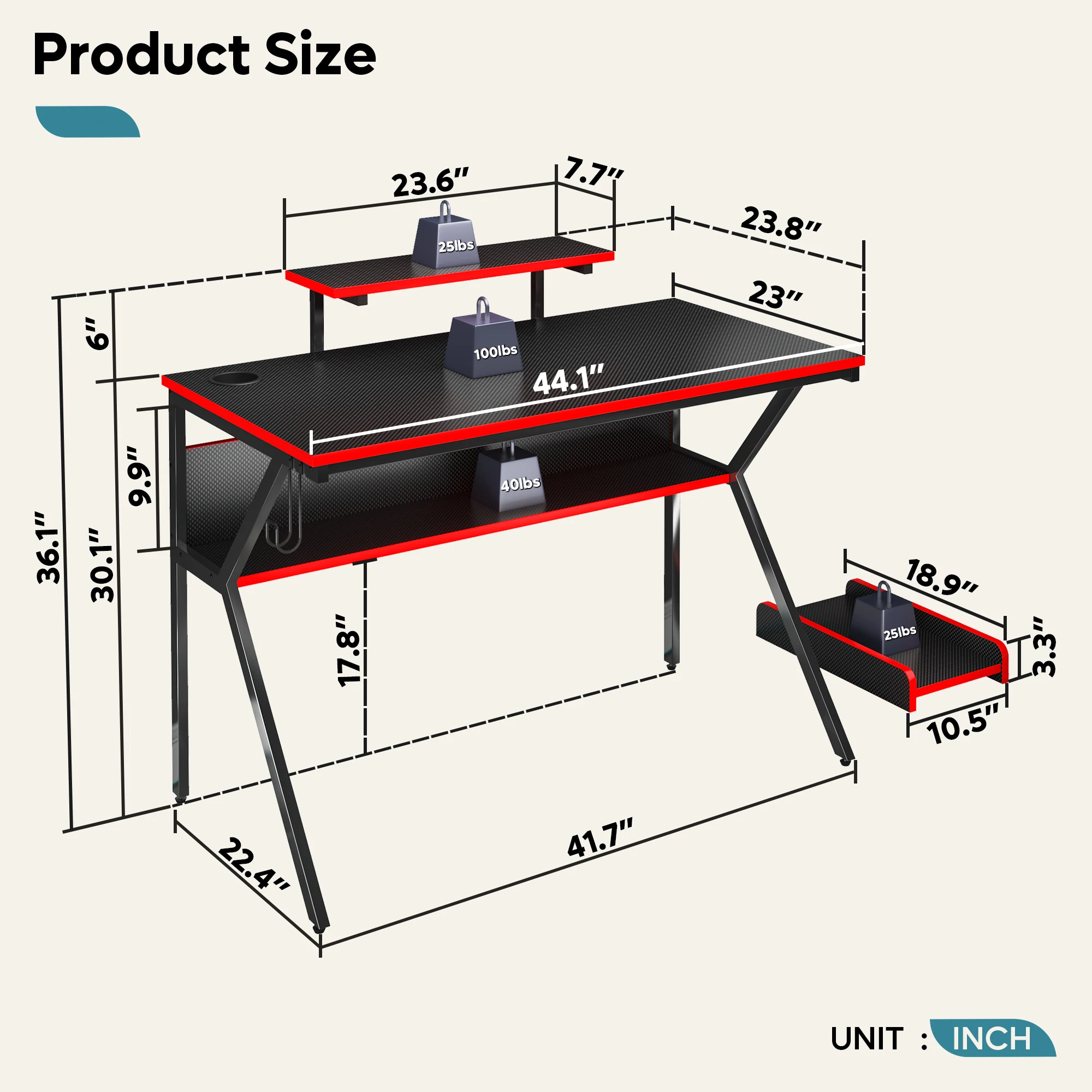 Game Desk Racing Style Office Desk Gaming Player Computer Workstation Game Desk With Central Processing Unit Bracket