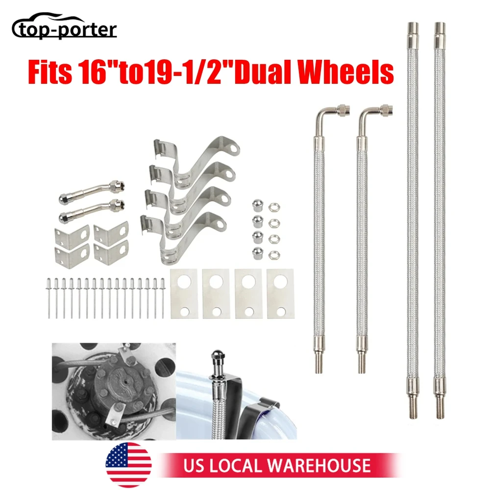 

For Most Motorhome RVs Trailers Trucks Dually Valve Stem Extenders Kit Fits for 16" to 19-1/2" Dual Wheels, Tire Valve Extension