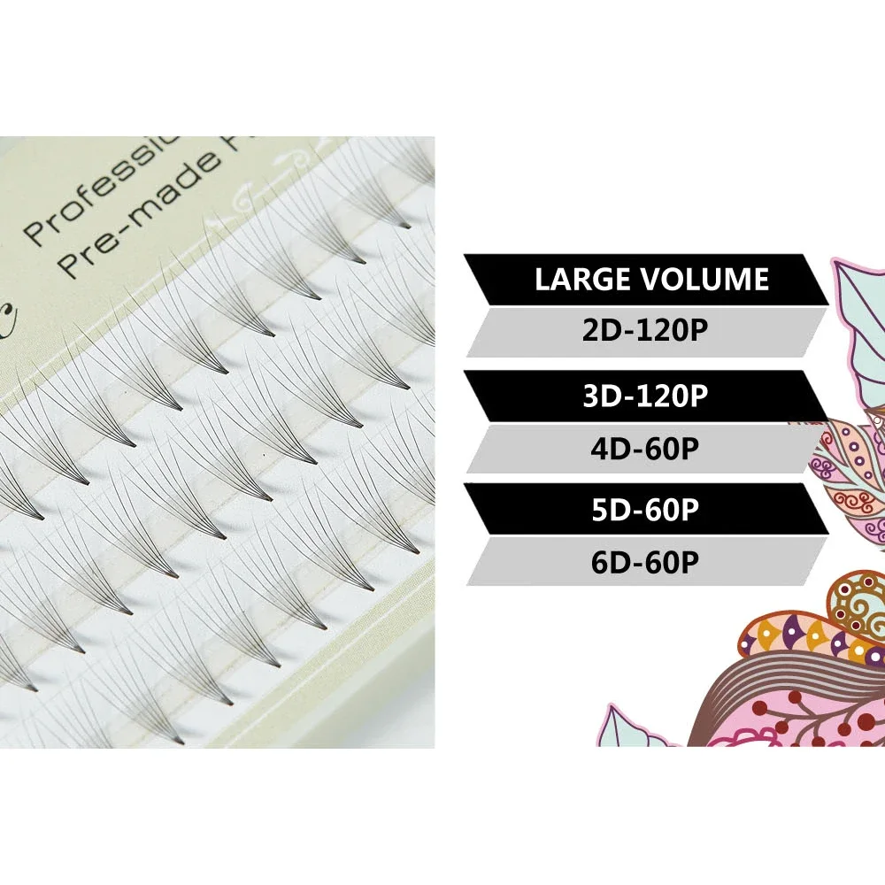 Premade Russian Volume Fans 2d/3d/4d/5d/6d Individual Lashes Cluster Eyelash Extensions Supplies 0.07mm False Eyelashes Bunches