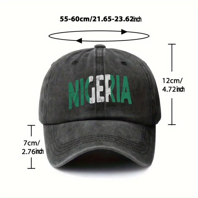 Nigeria Graphic Distressed Baseball Cap Unisex Adjustable Washed Cotton Sun Hat for Outdoor Casual Wear
