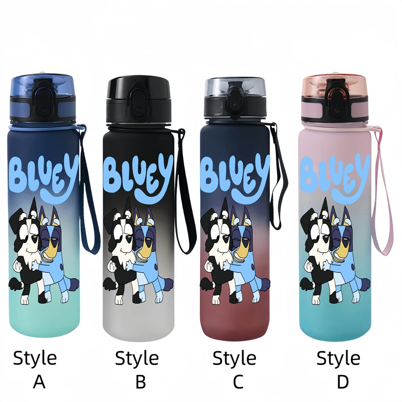 650ML Bluey  Anime Characters Water Cup Portable Children's  Outdoor  Large Capacity Plastic Antidrip Water Bottle