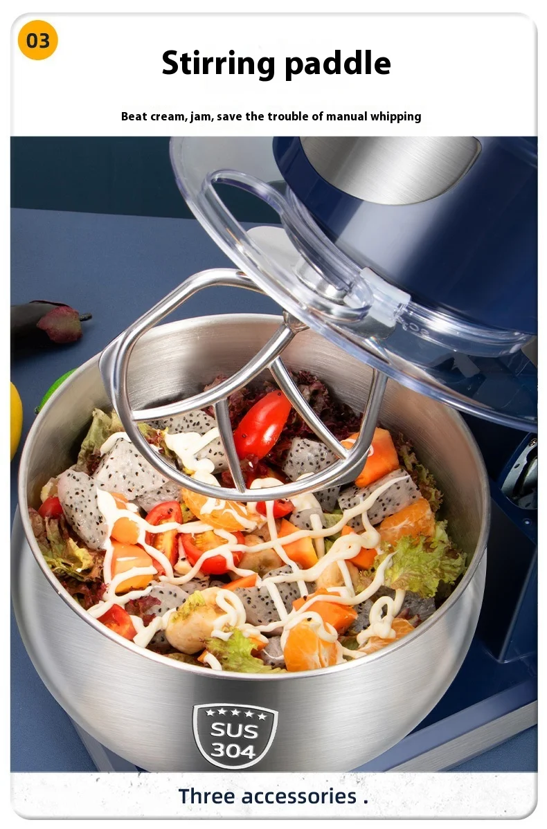 Large Capacity Five-Liter Commercial Electric Cream Mixer Desktop Chef Machine Mixing Bowl Egg Beater Noodle Machine