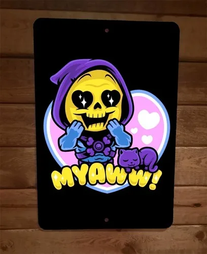 Letrero Metálico de Pared con Diseño de Gato Esqueleto de MOTU, Parodia del Universo