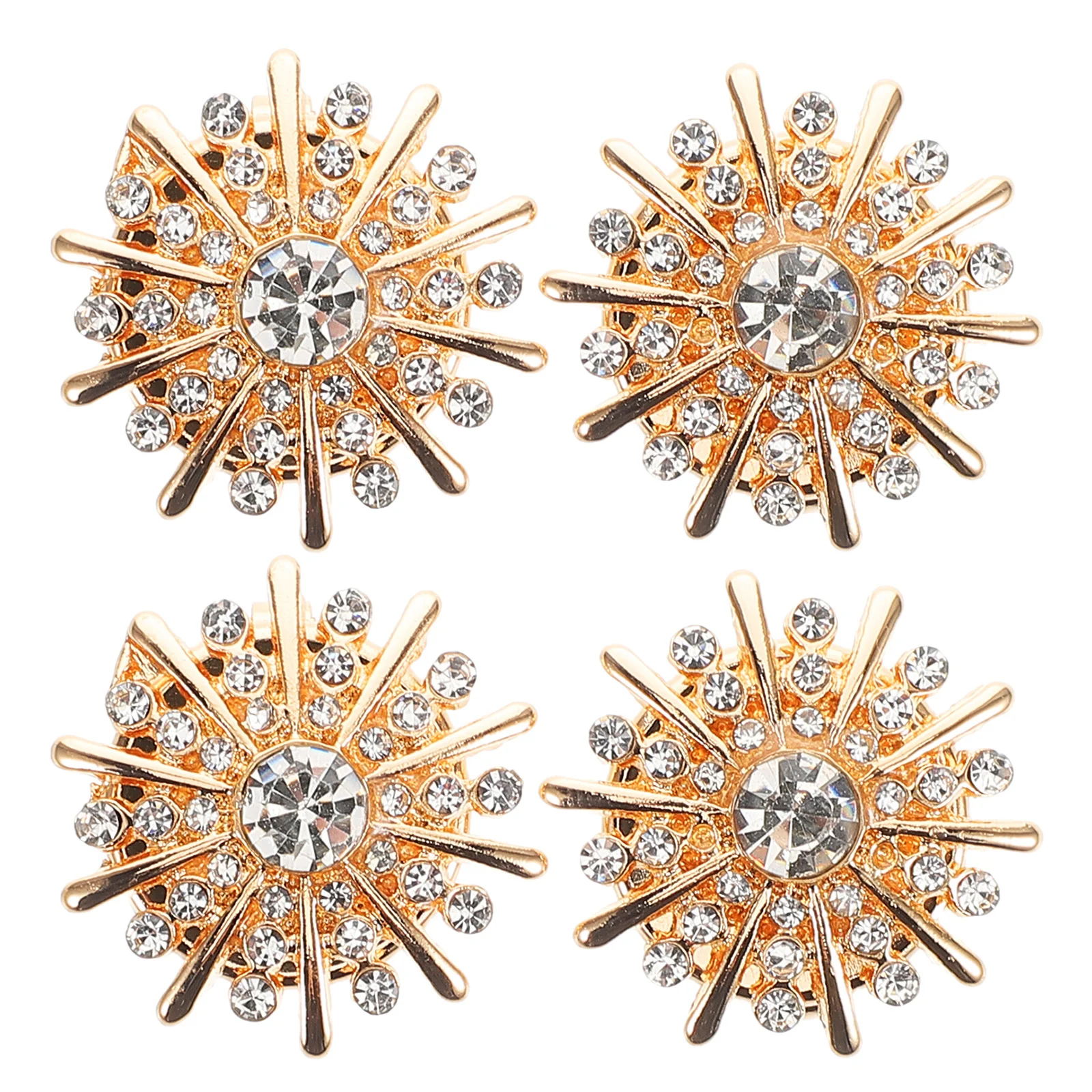 4Pcs Alloy Rhinestone Button Covers Clip on No Sew Cufflink Buttons Detachable for Shirts Formal Wedding Party Accessories