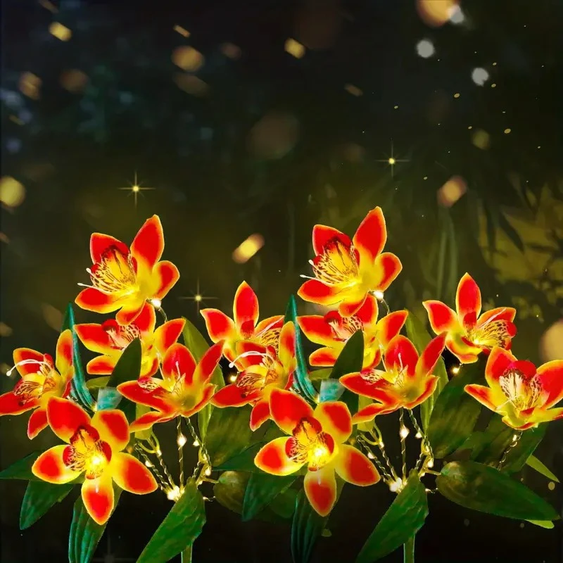 LED Solar Lamp Simulated Eternal Flower Orchid Lawn Lamp Outdoor Garden Summer Camping Wedding Party Yard Landscape Decoration