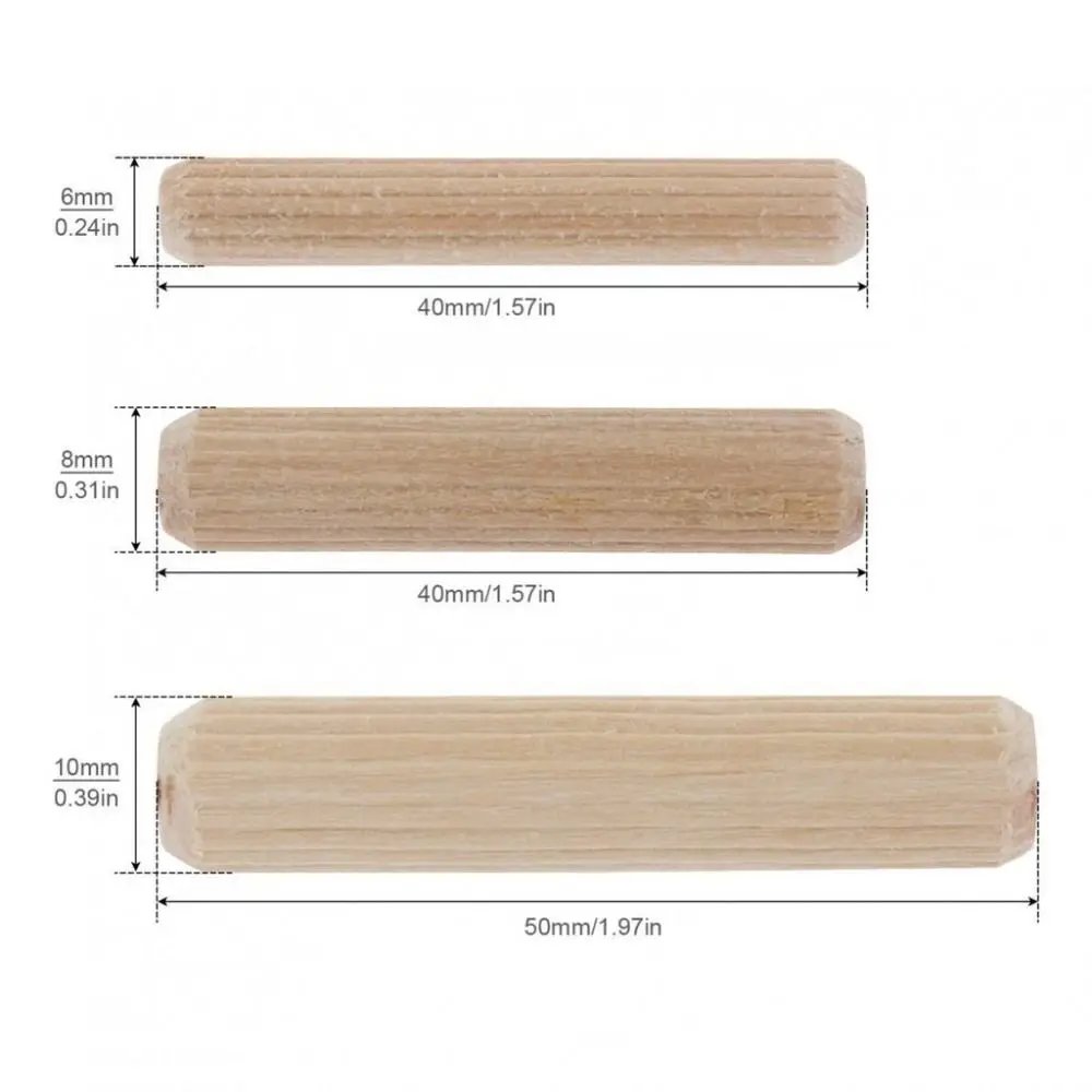 100Pcs 6/8/10mm Wooden Dowel Pins Fluted Needle Bolt Round Cork Wood Nails Carvings Bed Drawers Furniture Splicing Accessories