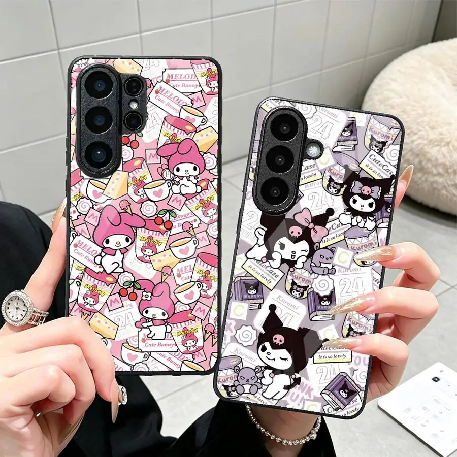 Sanrio Cute K-uromi Phone Cover Glass Case for Samsung Galaxy S26 Ultra 25 Edge S20 24 Plus S23 FE S24+ S25+ S26+ S23+ S22 S21