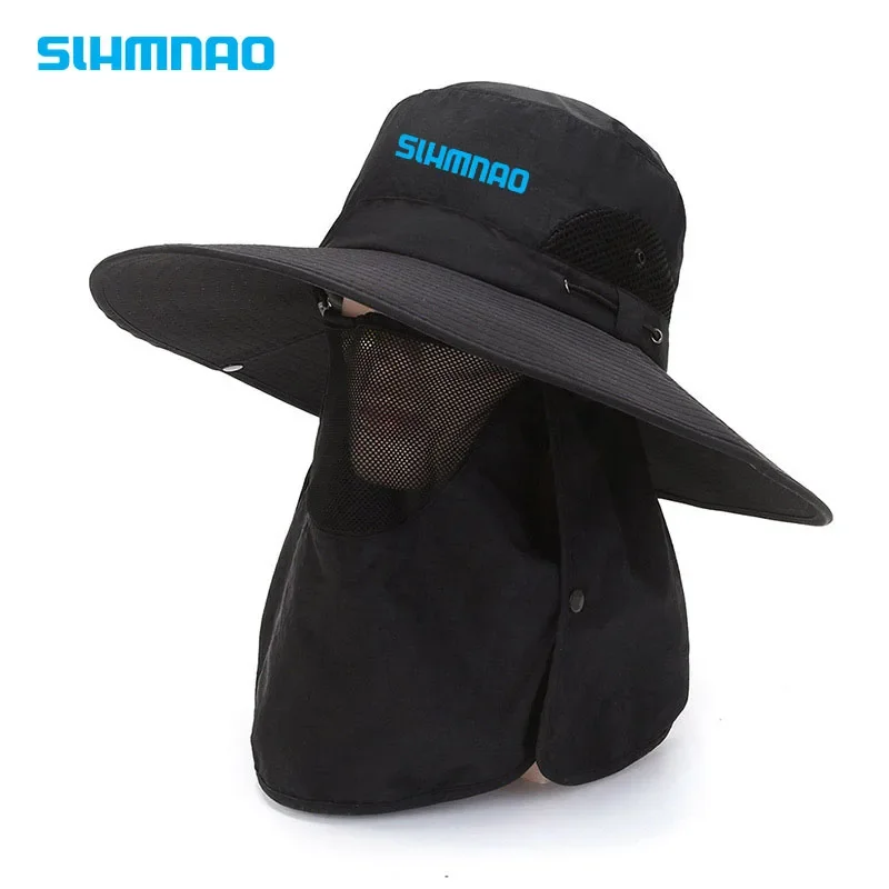 2024 New men's outdoor fishing and mountain climbing sun hat, summer face and neck protection hat, breathable veil, fisherman's