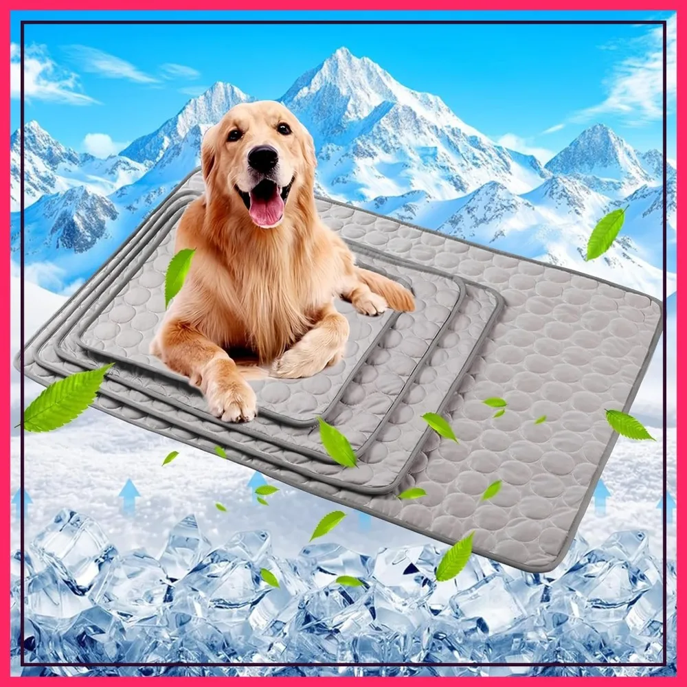 

Self Cooling Dog Mat for Small Medium Large Dogs Cats, Pet Ice Silk Blanket, Washable Portable Summer Dog Pad