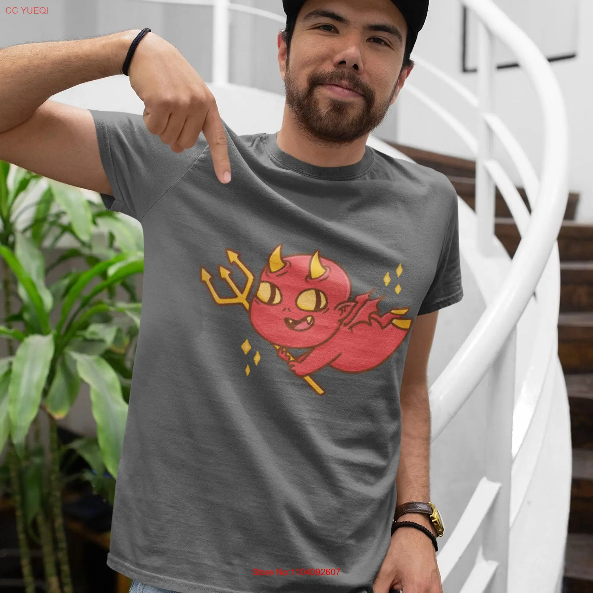 Camiseta de manga larga o corta para adulto, ropa de lona con dibujos animados de demonio, Bella, pequeño bebé, Diablo