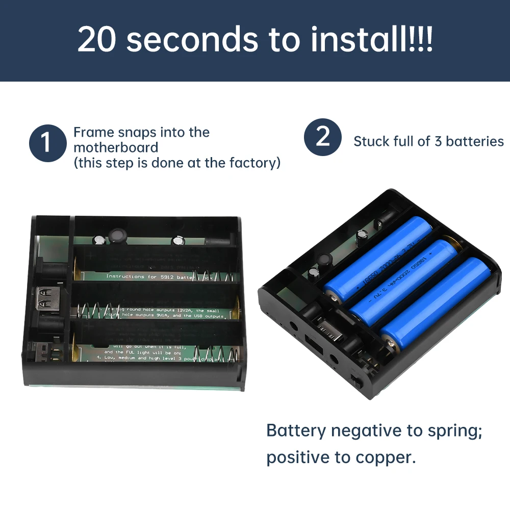 5V/9V/12V UPS Lithium Battery Welding Kit - 3pcs 18650 Ready-to-Use Uninterruptible Power Supply Box for Emergency Backup