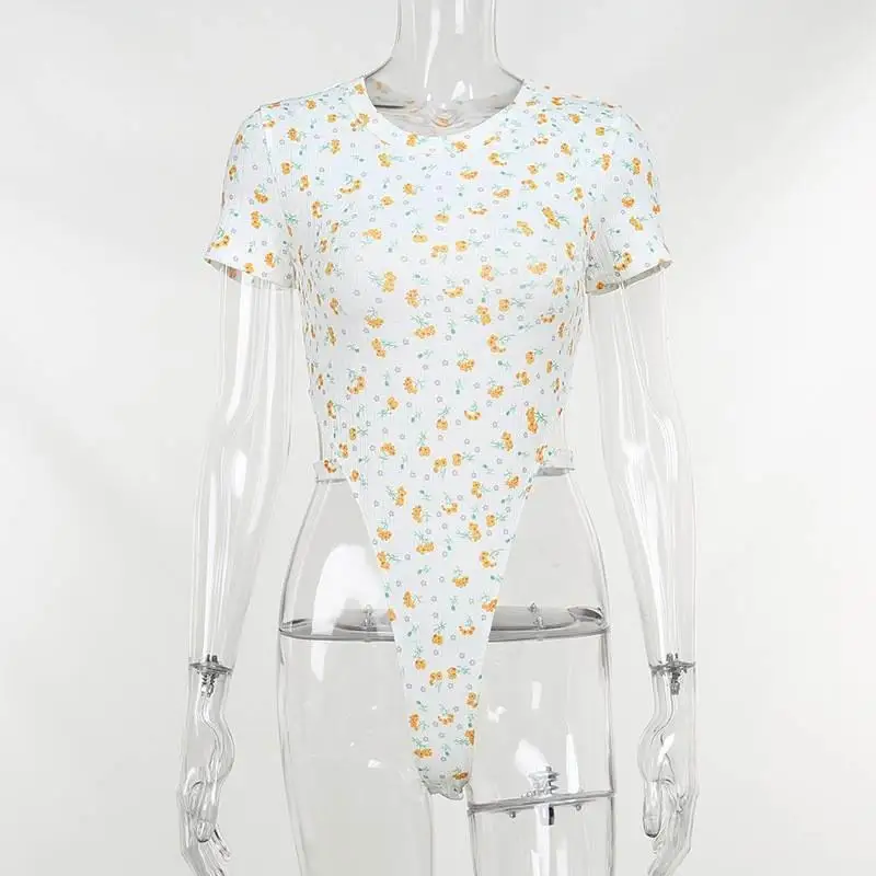 

Женский трикотажный комбинезон с принтом, коротким рукавом и шортами на средней талии, 96% полиэстер, летний, для женщин