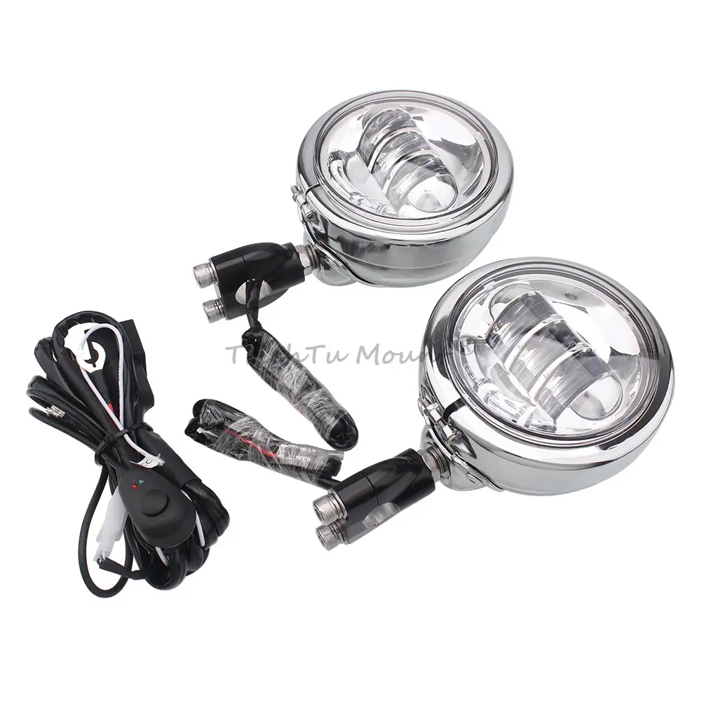 A Pair  Universal Motorcycle Led Fog Lights Driving Auxiliary Light 22mmBar Tube Outer Diameter For Motorcycle Suv Truck