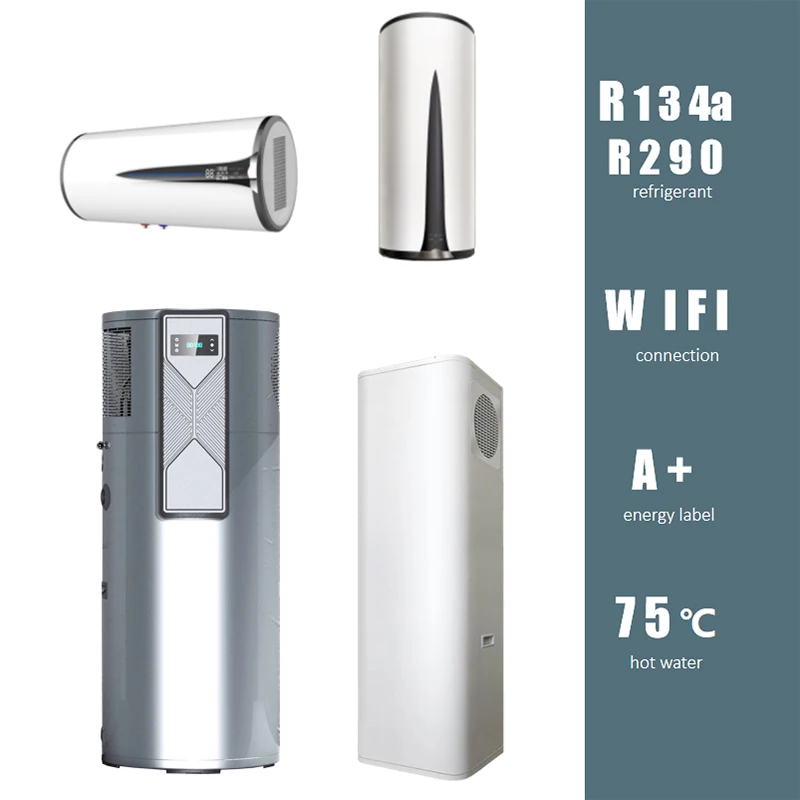 200l All-in-One Heat Pump Water Heater All-in-One Storage Type R290 2.8kw Inverter Home Pool Hotel Hot Water Heating Unit System
