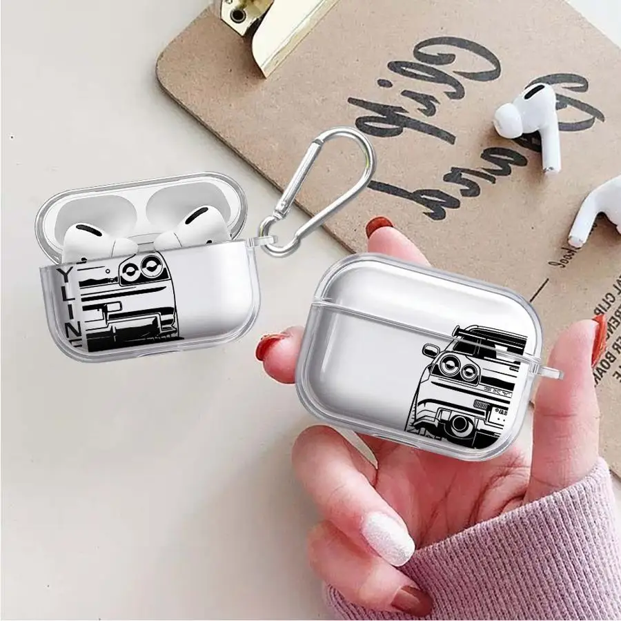 Hülle für Airpods 2 4 Pro Pro3 Pro2 1 3, transparente Kopfhörerhülle, kreativ, Jdm Dream Car Cool