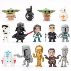 14pcs/set Darth Vader The Manda lorian DIN DJARIN Baby Yoda Skywalker R2-D2 C-3PO BB-8 Action Figure Movie Cartoon PVC Model