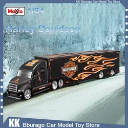 Maisto 1:64 Harley Davidson Container Trailer Car Diecast Model Edition Hauler Alloy Luxury Vehicle Toys Kid Birthday Gift Toy