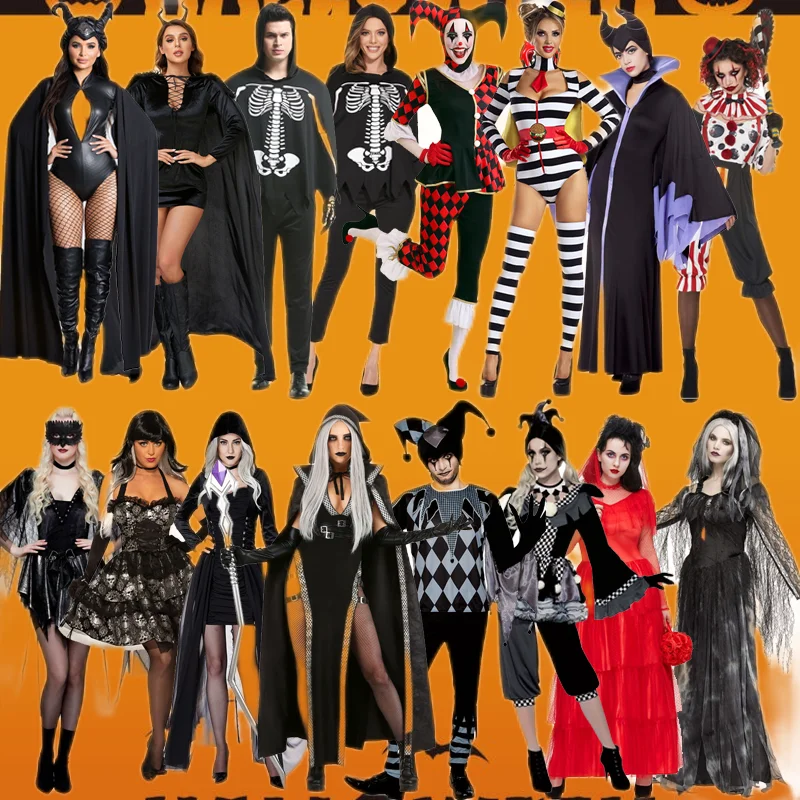 

Хэллоуин взрослый костюм дьявола для мужчин и женщин террор жемчуг халат смерть невеста клоун M модель сценическая одежда