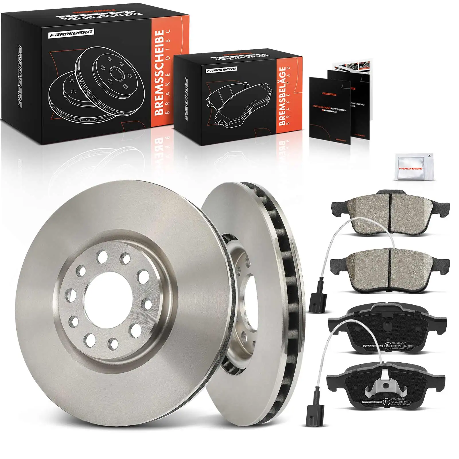Frankberg 2x Remschijven 4x Remblokken Vooras Voor Alfa Romeo 159 939 Brera Spider 51767381 51767382 77364587 77363599