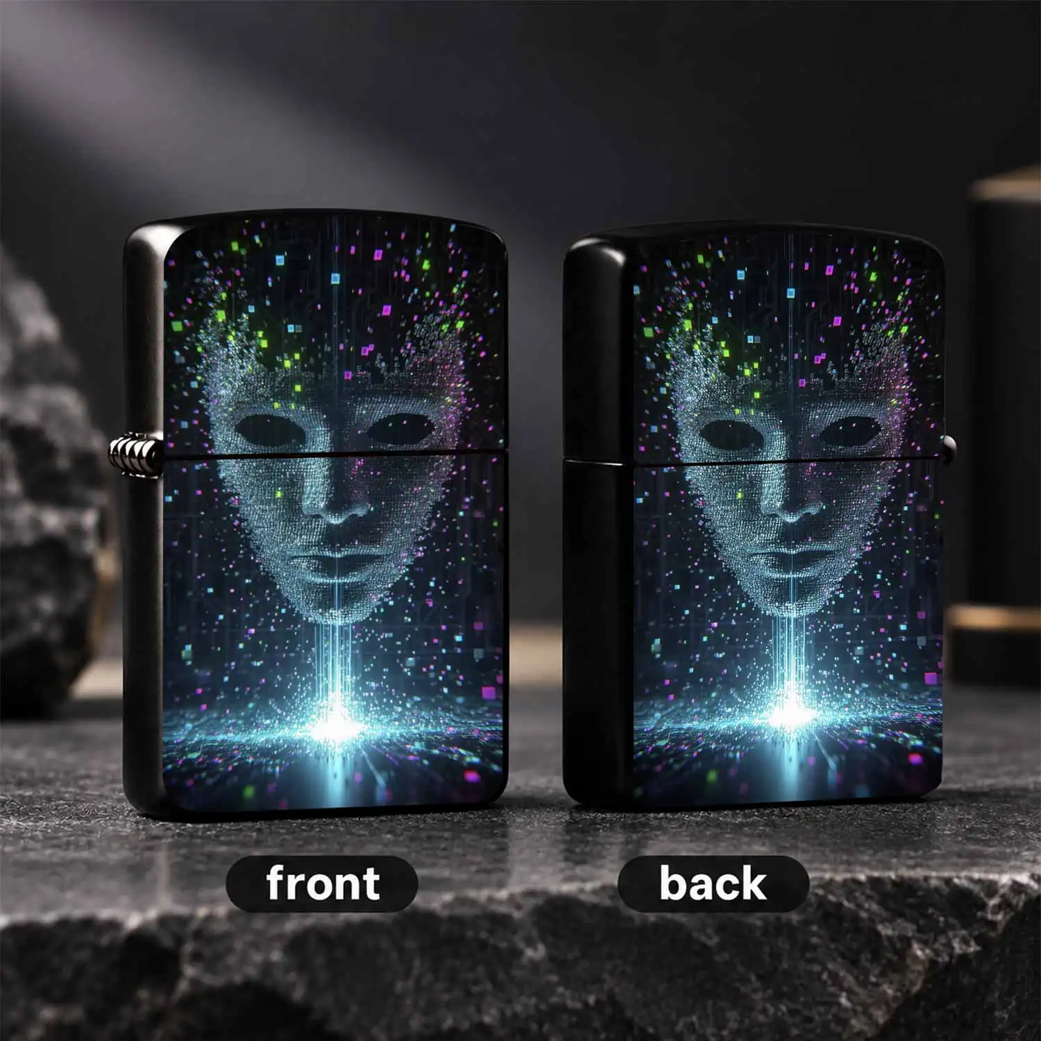 Digital Pixel Human Face Lighter, Futuristic Glowing Tech Style Portable Accessory, Universal Multi-Scene Daily Use Tool, Ideal Novelty Gift For Tech Enthusiasts And Trendy Collectors A Humorous And Interesting Lighter