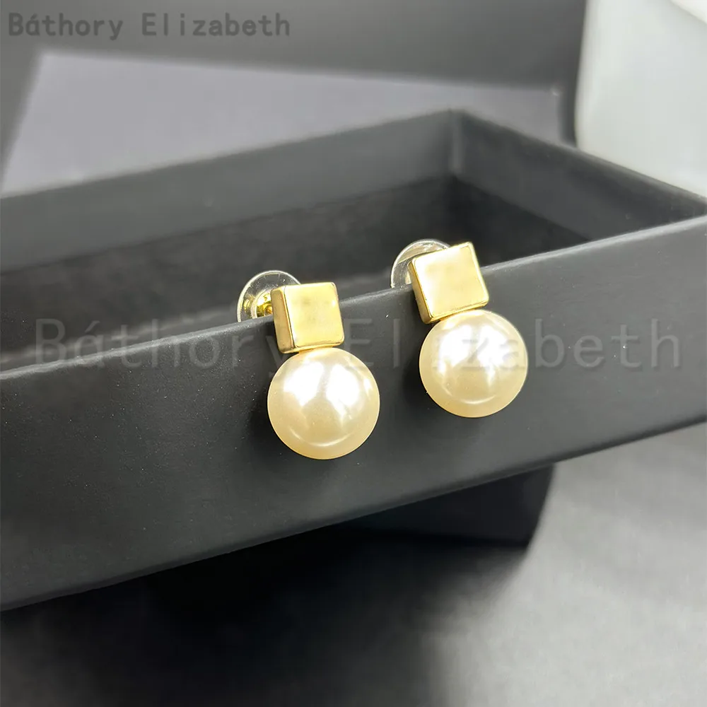 Báthory Elizabeth Vintage Fashion Designer Gold Brand Pearl Earring Luxury Jewelry Woman High Quality Birthday Party Gift