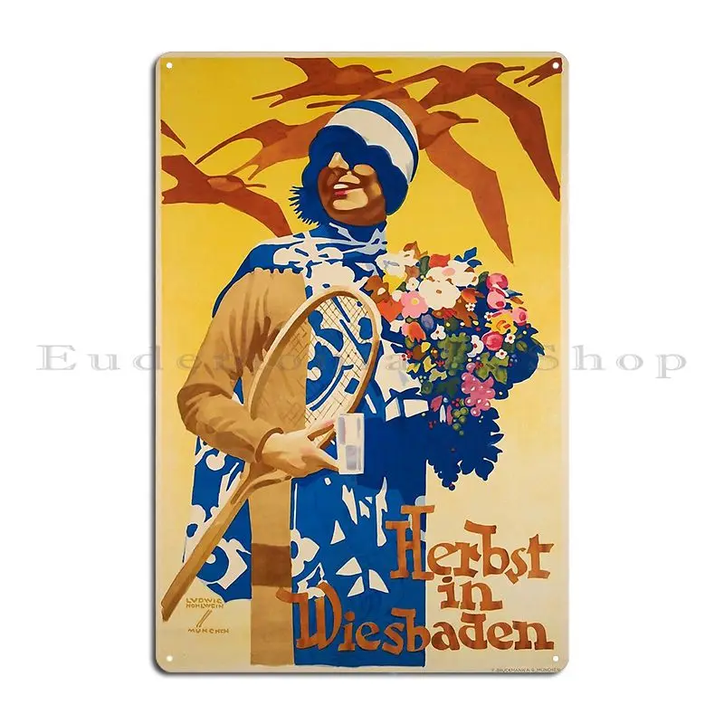 Retro Herbst In Wiesbaden Vintage Reclame Metal Plaque Custom Pub Bar Classic Wall Decor Tin Sign Poster