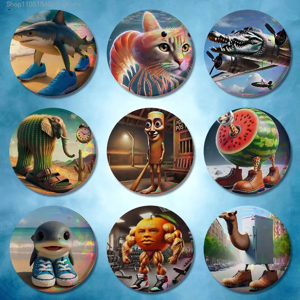 

Italian brainrot animal Tralalero Badge 25 32 44 58 75 mm Round Cosplay Pin Bag Decor Fans Collect Friends Gifts Brooch Souvenir