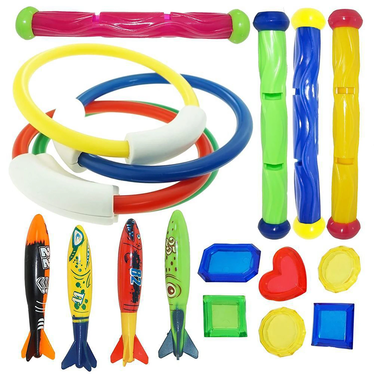 

Summer Diving Toys Children's Swimming Pool Water Toys Snorkeling Torpedo Diving Rod Gemstone Combination Set