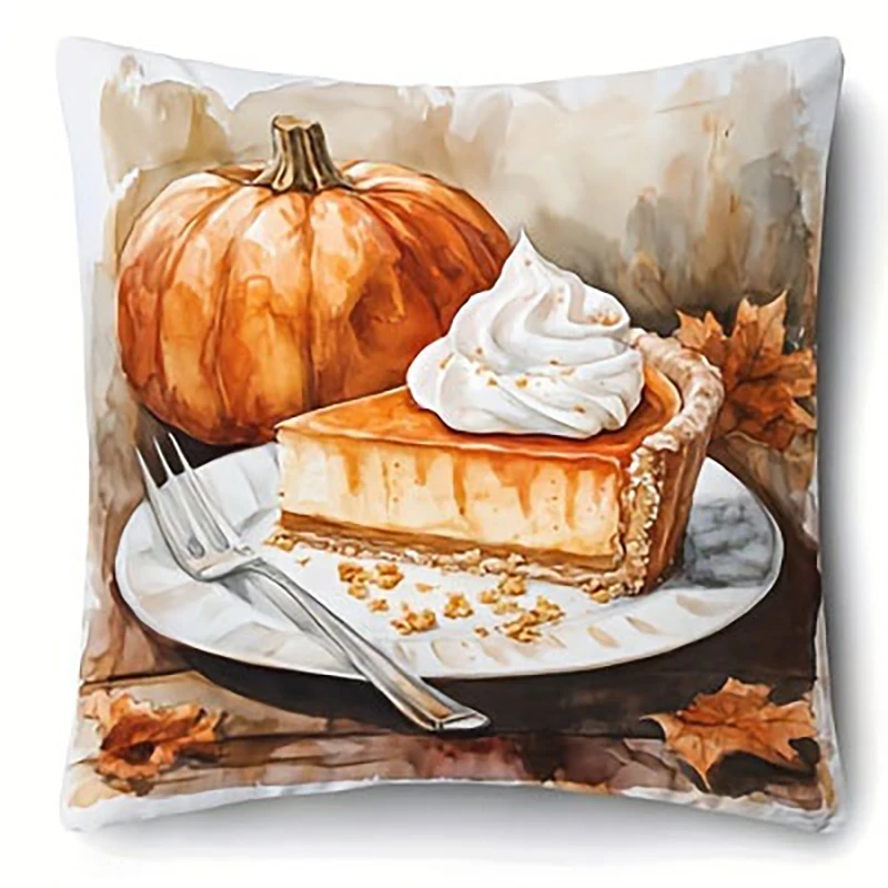Autumn Pumpkin Flower Leaf, Harvest Season Series Pillowcase, Waist Cover Country Style Printed Decorative