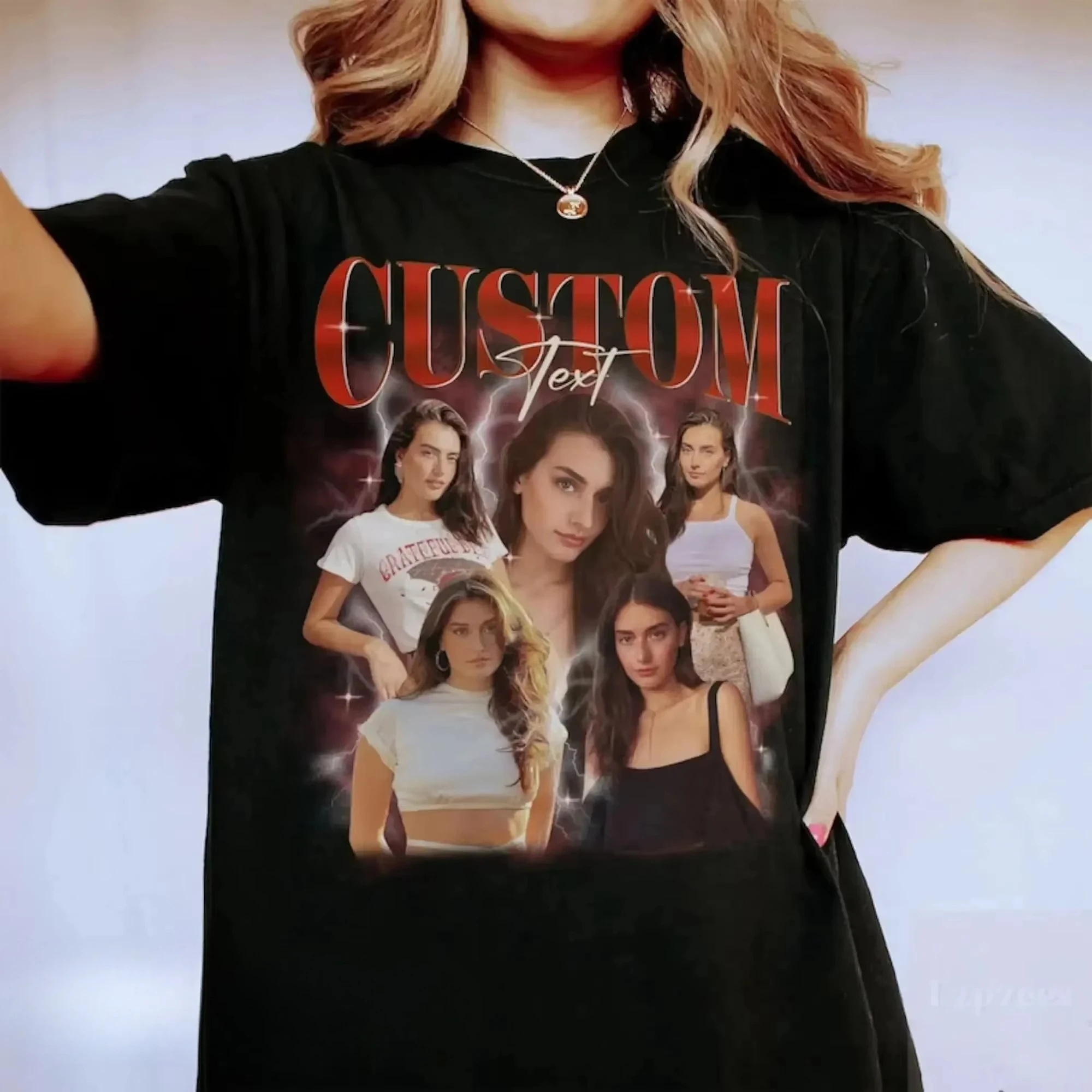 Custom Bootleg Rap T Shirt Photo Vintage 90s Your Own Idea Here Insert Design long or short sleeves personalized girlfriend
