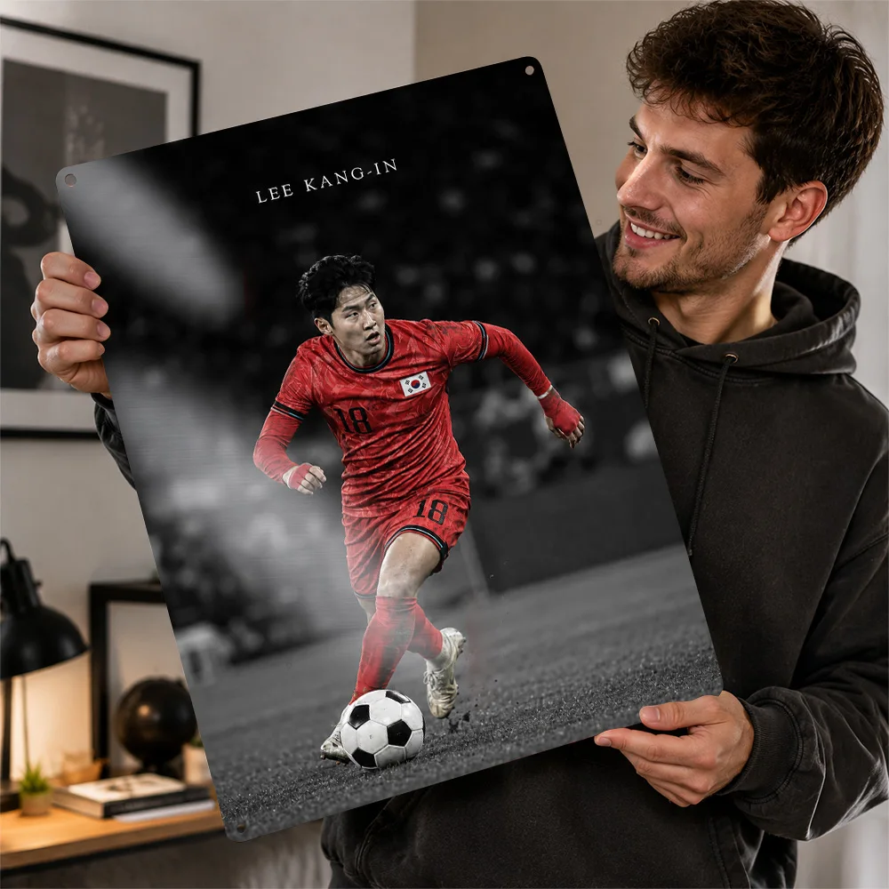 Lee Kang-In Football Aluminum Poster Personalized Metal Sign Club Legacy Style Wall Art Made For Loyal Supporters In Game Room