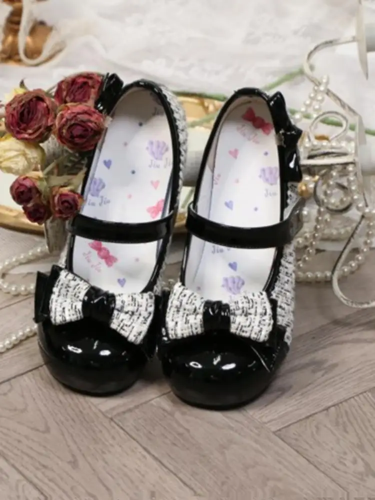 

Mid Heel 4cm Kawaii Lolita Shoes Bow Sweet Girls Round Toe Casual Mary Jane Lolita Elegant Women's Shoes