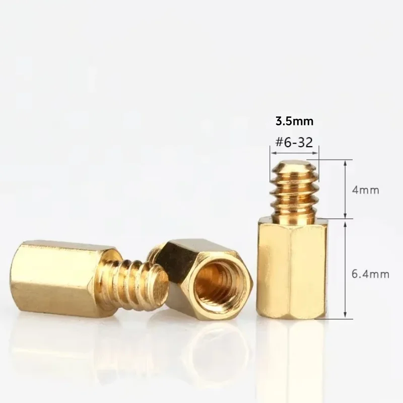 Hex Brass Spacing Screws Threaded Pillar UNC 6#-32x6.4+4mm PCB Computer PC Motherboard Standoff Spacer
