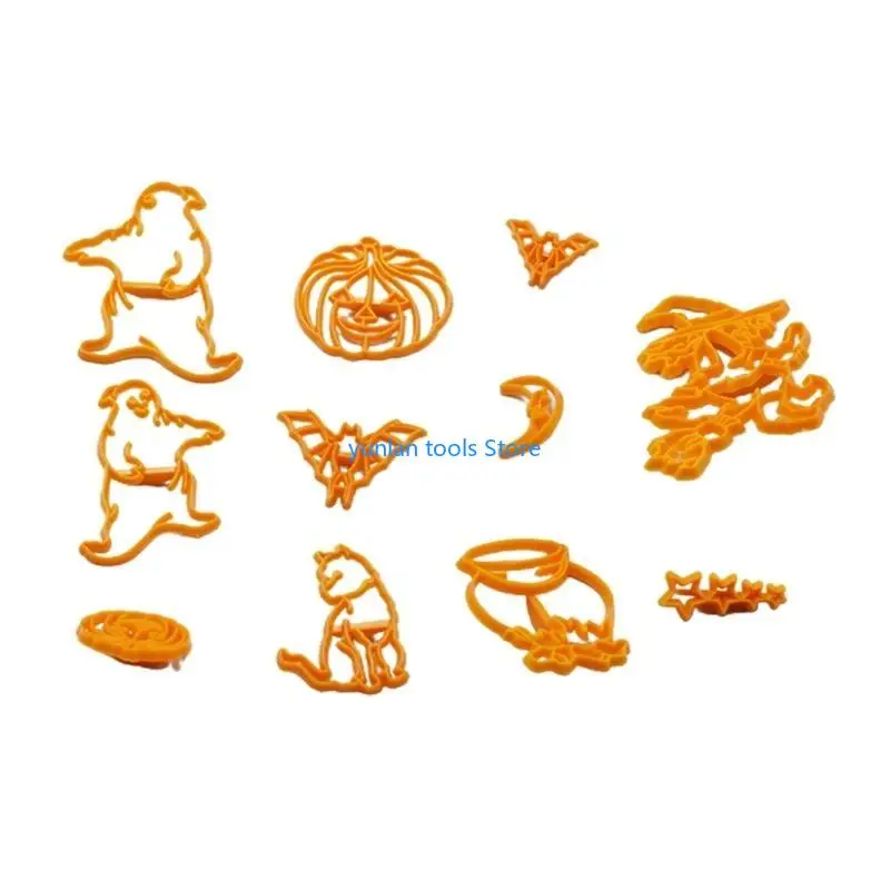 

50LB 11 Pcs/set Cookie Cutters Plastic Halloween Theme Pressable Biscuit Mold