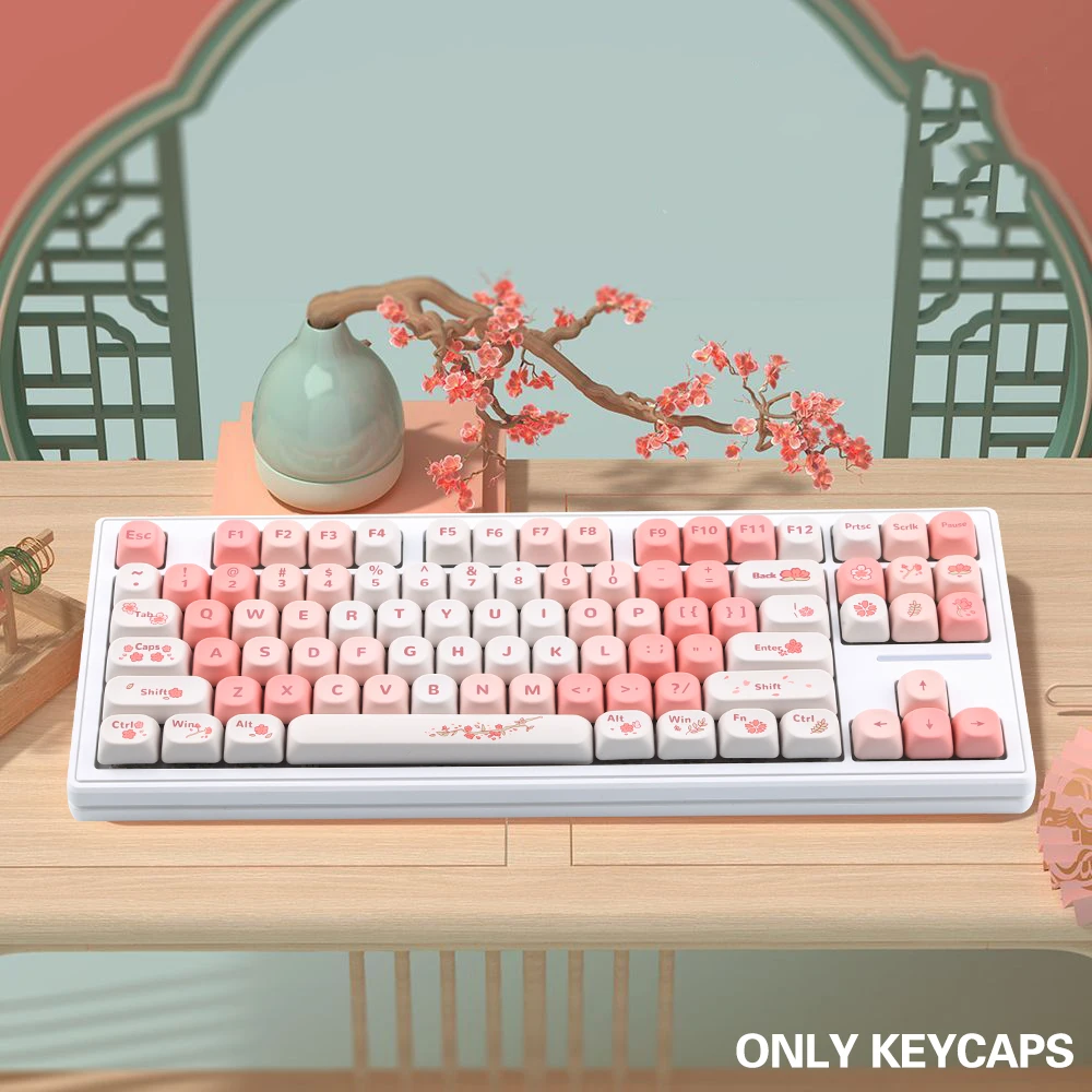 NEW PBT Keycaps Sakura Theme Keycaps MOA Profile EN JP Korean Keycaps for Cherry Gateron MX Switches Mechanical Keyboards