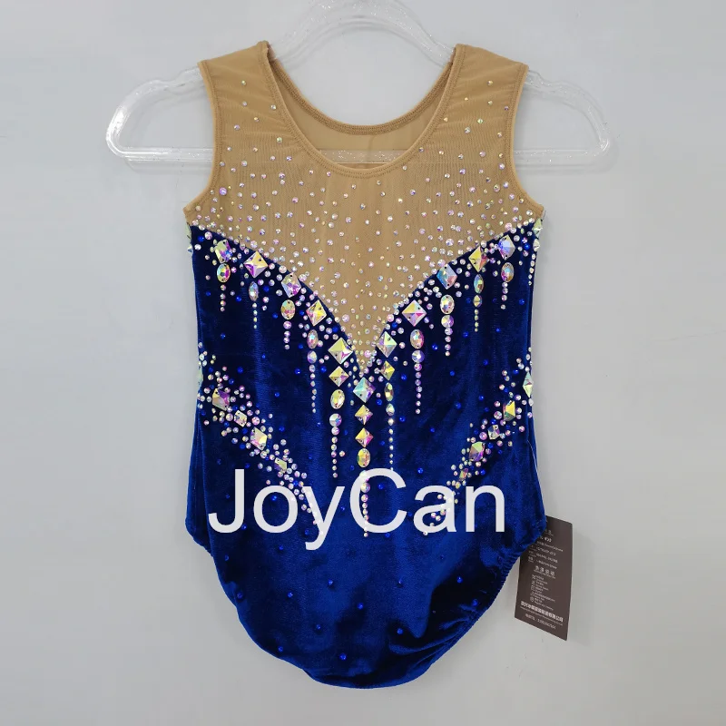 JoyCan Rhthmic Gymnastics Leotards Girls Women Blue Spandex Elegant Dance Wear for Competitiion