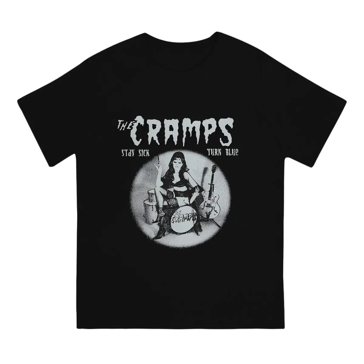 Amazing 70s Underground Psychedelic Punk Band T-Shirt for Men Crew Neck Cotton T Shirt The Cramps Short Sleeve